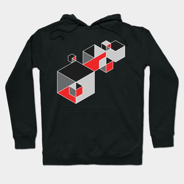 Red/Black/Grey Tangentoid Hoodie by Kudden